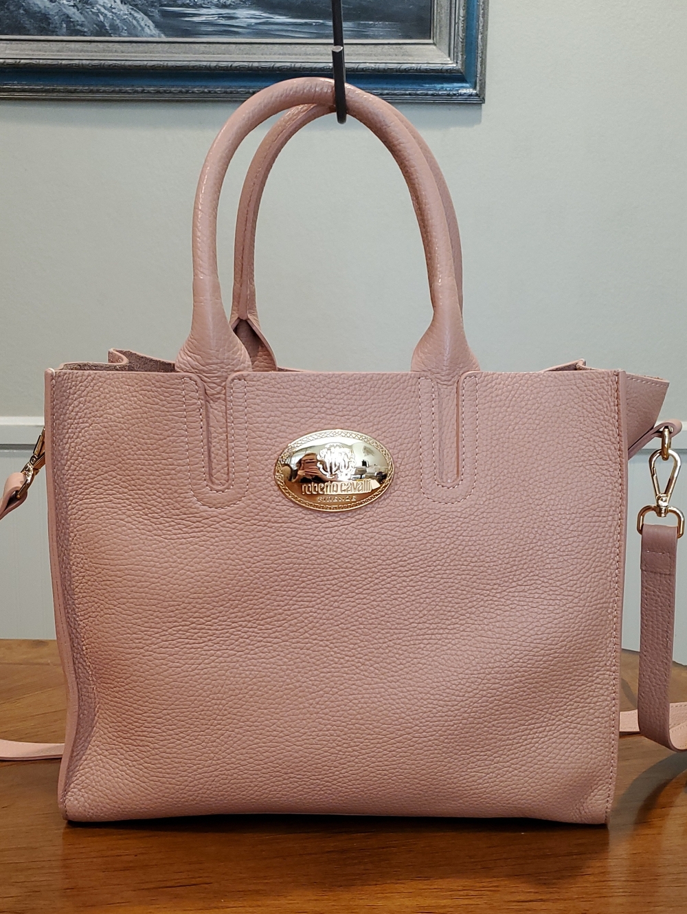 Like NEW Roberto Cavalli Blush Leather Tote